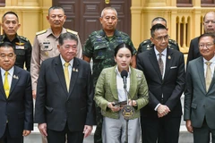 Thủ tướng Thái Lan Paetongtarn Shinawatra thông tin về kết quả hội nghị lần thứ 6 của JBC. (Ảnh: Văn phòng Thủ tướng Thái Lan)