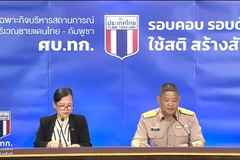 Phó Phát ngôn viên Bộ Ngoại giao Maratee Nalita Andamo thông tin về siết chặt quản lý qua lại tại biên giới với Campuchia. (Ảnh: Chụp màn hình)
