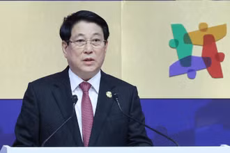 Chủ tịch nước Lương Cường phát biểu tại Hội nghị Thượng đỉnh Doanh nghiệp APEC 2025. (Ảnh: Lâm Khánh/TTXVN)
