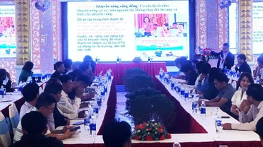 Quang cảnh diễn đàn “Khuyến nông cộng đồng trong xây dựng vùng nguyên liệu cà-phê bền vững ở Tây Nguyên”. 
