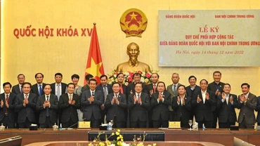 [Ảnh] Lễ ký quy chế phối hợp công tác giữa Đảng đoàn Quốc hội với Ban Nội chính Trung ương