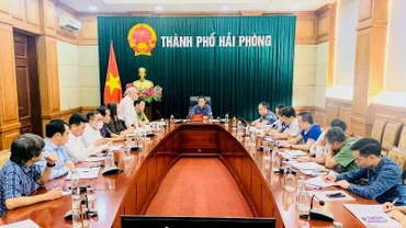 Quang cảnh cuộc họp của UBND thành phố Hải Phòng nhằm ổn định tình hình hoạt động của Ngân hàng SCB trên địa bàn thành phố. 