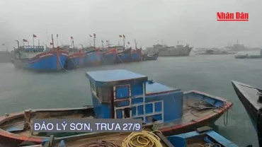 Trưa 27/9, đảo Lý Sơn đã bắt đầu mưa to, biển động dữ dội