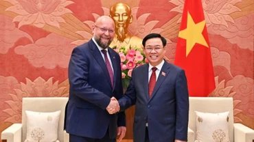 [Ảnh] Chủ tịch Quốc hội Vương Đình Huệ tiếp Phó Chủ tịch Hạ viện Cộng hòa Séc Jan Bartosek