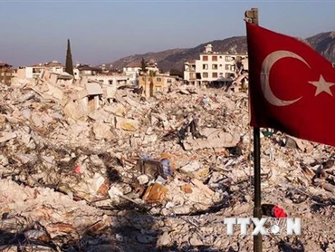 Cảnh đổ nát ở Antakya, Hatay, Thổ Nhĩ Kỳ sau trận động đất ngày 6/2. (Ảnh: AFP/TTXVN)