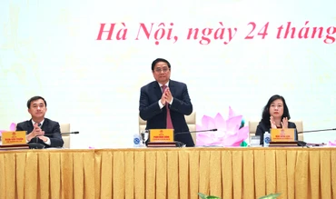 [Ảnh] Thủ tướng Phạm Minh Chính dự Hội nghị triển khai công tác y tế năm 2023. 