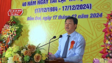 Ủy viên Trung ương Đảng, Bí thư Tỉnh ủy Cà Mau Nguyễn Tiến Hải phát biểu chỉ đạo tại lễ kỷ niệm.