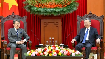 Tổng Bí thư Tô Lâm tiếp ông Maeda Tadashi, Chủ tịch Hội đồng quản trị Ngân hàng hợp tác quốc tế Nhật Bản (JBIC).