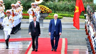 Chủ tịch nước Võ Văn Thưởng và Phu nhân chủ trì Lễ đón chính thức Tổng thống Cộng hòa Liên bang Đức Frank-Walter Steinmeier và Phu nhân