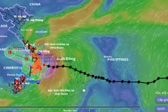 Hướng di chuyển của bão số 13 (Kalmaegi) lúc 17 giờ 30 phút chiều 6/11/2025. (Nguồn: Hệ thống Giám sát thiên tai Việt Nam)