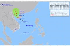 Bản đồ dự báo quỹ đạo và cường độ áp thấp nhiệt đới lúc 11 giờ ngày 18/8/2025. (Ảnh: Trung tâm Dự báo khí tượng thủy văn quốc gia)