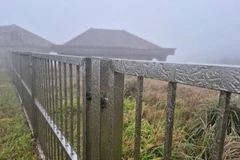 Đỉnh Mẫu Sơn xuất hiện băng giá.