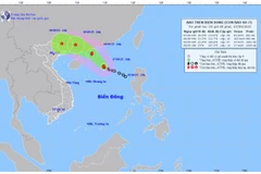 Bản đồ dự báo quỹ đạo và cường độ bão lúc 5 giờ sáng 7/9/2025. (Ảnh: Trung tâm Dự báo khí tượng thủy văn quốc gia)