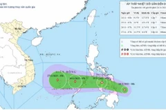 Bản đồ dự báo quỹ đạo và cường độ áp thấp nhiệt đới phát lúc 9 giờ sáng 24/11/2025. (Nguồn: Trung tâm Dự báo khí tượng thủy văn quốc gia)