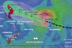 Hướng di chuyển và cường độ bão số 11 lúc 20 giờ ngày 3/10/2025. (Nguồn: Hệ thống Giám sát thiên tai Việt Nam)