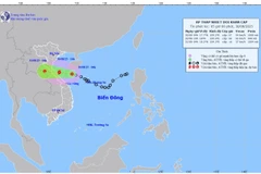 Bản đồ dự báo quỹ đạo và cường độ áp thấp nhiệt đới lúc 5 giờ sáng 30/8/2025. (Ảnh: Trung tâm Dự báo khí tượng thủy văn quốc gia)