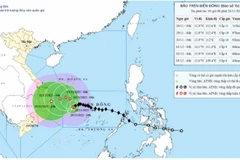Bản đồ dự báo quỹ đạo và cường độ bão số 15 phát lúc 5 giờ sáng 28/11/2025. (Nguồn: Trung tâm Dự báo khí tượng thủy văn quốc gia)