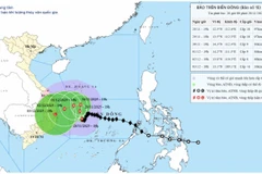 Bản đồ dự báo quỹ đạo và cường độ bão số 15 phát lúc 20 giờ tối 28/11/2025. (Nguồn: Trung tâm Dự báo khí tượng thủy văn quốc gia)