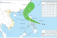 Bản đồ dự báo quỹ đạo và cường độ bão Fung-Wong phát lúc 20 giờ tối 8/11/2025. (Nguồn: Trung tâm Dự báo khí tượng thủy văn quốc gia)