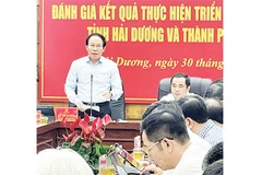 Ban Thường vụ Tỉnh ủy Hải Dương và Ban Thường vụ Thành ủy Hải Phòng họp đánh giá kết quả thực hiện Đề án sáp nhập 2 địa phương.