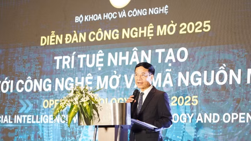 Bộ trưởng Khoa học và Công nghệ Nguyễn Mạnh Hùng phát biểu tại sự kiện. (Ảnh: TL)