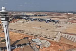 Sân bay Long Thành đang trong giai đoạn thi công. (Ảnh: THIÊN VƯƠNG)