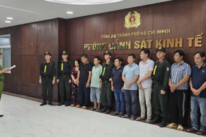 Các bị can tại cơ quan chức năng. (Ảnh: Công an cung cấp)