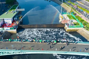 Cống Bến Nghé, một trong 8 cống ngăn triều đã được khởi động lại sau thời gian dài gián đoạn.