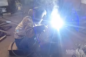 Trên các triền đà, phân xưởng, những người thợ đóng tàu vẫn cần mẫn, miệt mài từng vệt hàn, đường cắt, bảo đảm độ chính xác cao.