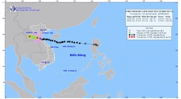 Bản đồ dự báo quỹ đạo và cường độ bão số 5 phát lúc 5 giờ ngày 26/8/2025. (Ảnh: Trung tâm Dự báo khí tượng thủy văn quốc gia)