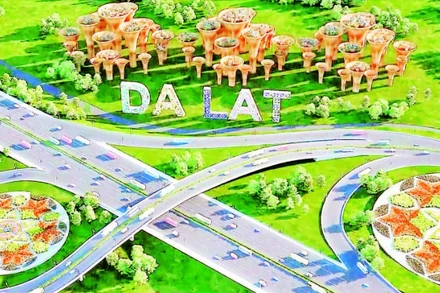 Phối cảnh điểm giao trên tuyến cao tốc Bảo Lộc-Liên Khương.