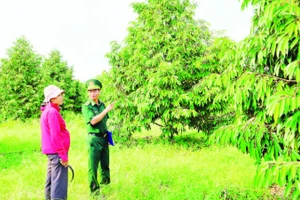 Đảng viên Đồn Biên phòng Tân Thành (Bộ đội Biên phòng tỉnh Đồng Nai) nắm bắt thông tin ở cơ sở.