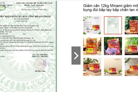 Cục An toàn thực phẩm chưa cấp Giấy tiếp nhận đăng ký bản công bố cho sản phẩm Giảm cân 12kg MINAMI giảm mỡ bụng