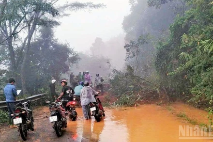 Điểm sạt lở nghiêm trọng trên đèo Gia Bắc xảy ra sáng 4/12 tại Km53, Quốc lộ 28.