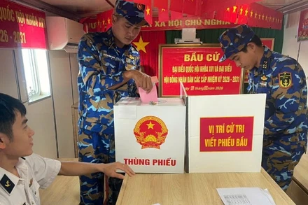 Cử tri là bộ đội hải quân của Hải đoàn 129, 128 bỏ phiếu trên tàu Trường Sa 04 sáng 27/2.