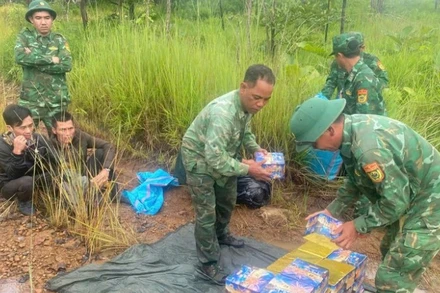 Bắt giữ 2 đối tượng vận chuyển hơn 200kg pháo qua biên giới.