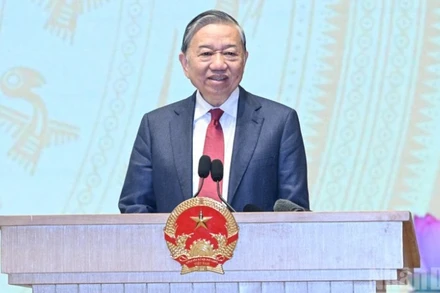 Tổng Bí thư Tô Lâm phát biểu ý kiến chỉ đạo tại Hội nghị tổng kết công tác năm 2025, triển khai công tác năm 2026 của Chính phủ và chính quyền địa phương. (Ảnh: TRẦN HẢI)