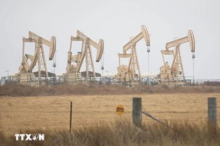 Giàn khoan dầu tại Texas, Mỹ. (Ảnh: THX/TTXVN)