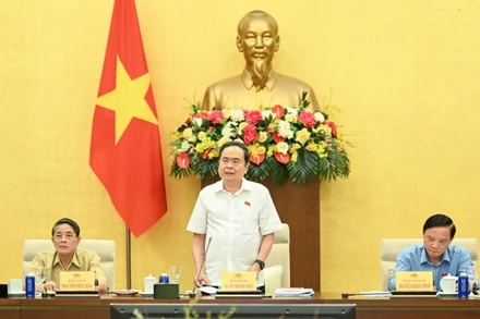 Bí thư Đảng ủy Quốc hội, Chủ tịch Quốc hội Trần Thanh Mẫn phát biểu tại cuộc họp. (Ảnh: DUY LINH)