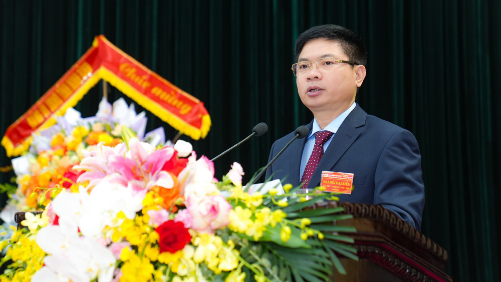 Đồng chí Trương Quốc Huy, Bí thư Tỉnh ủy, Trưởng Đoàn Đại biểu Quốc hội tỉnh phát biểu chỉ đạo tại đại hội. 4.jpg