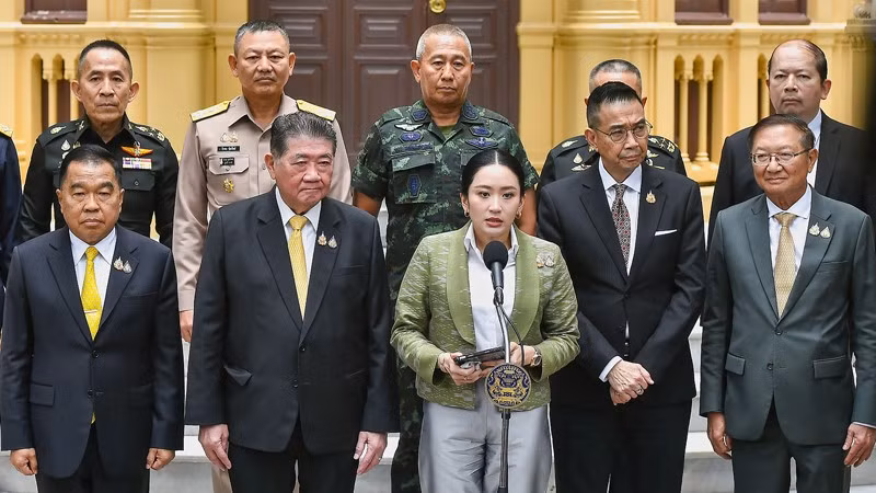 Thủ tướng Thái Lan Paetongtarn Shinawatra thông tin về kết quả hội nghị lần thứ 6 của JBC. (Ảnh: Văn phòng Thủ tướng Thái Lan)