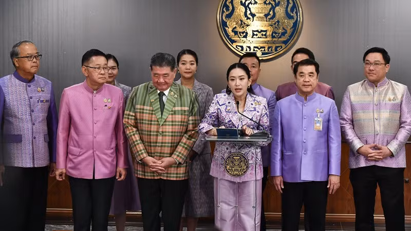 Thủ tướng Thái Lan Paetongtarn Shinawatra phát biểu tại cuộc họp báo sau phiên họp của chính phủ. (Ảnh: Văn phòng Thủ tướng Thái Lan)