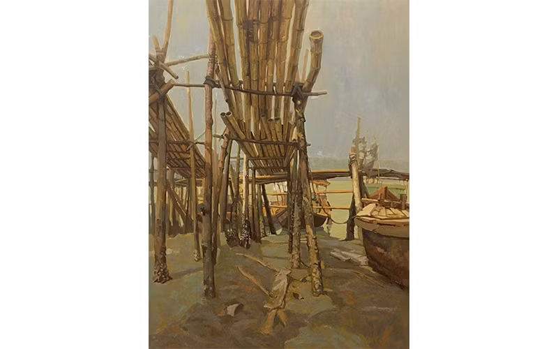 Phạm Xuân Trung, Khi nước nghỉ, sơn dầu.