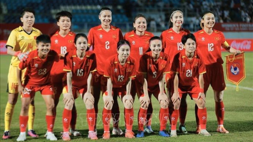 Đội hình xuất phát của Đội tuyển nữ Việt Nam. (Ảnh: TTXVN)