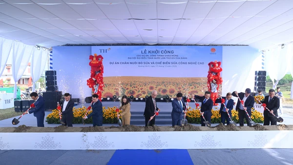 Các đại biểu thực hiện nghi thức khởi công dự án