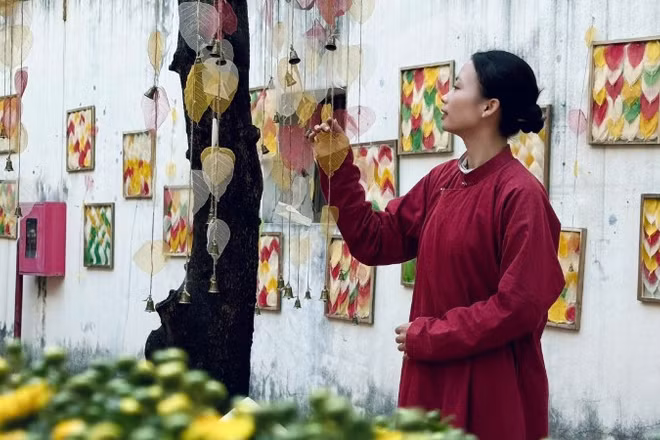 Không gian hoài cổ tại sân tranh lá bồ đề ở 22 Hàng Buồm, Hà Nội.