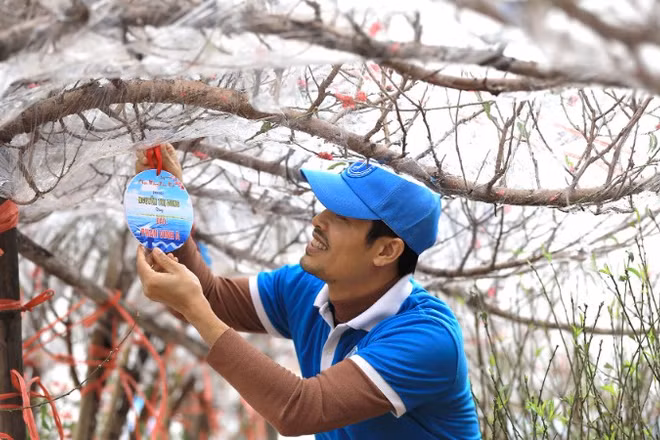 Mỗi gốc đào, quất xuân đều được gắn tên cá nhân, đơn vị tặng.