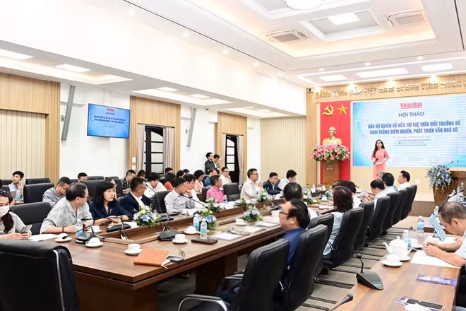 Hội thảo "Bảo hộ quyền sở hữu trí tuệ trên môi trường số - Khơi thông điểm nghẽn, phát triển văn hóa số". (Ảnh: TITC)