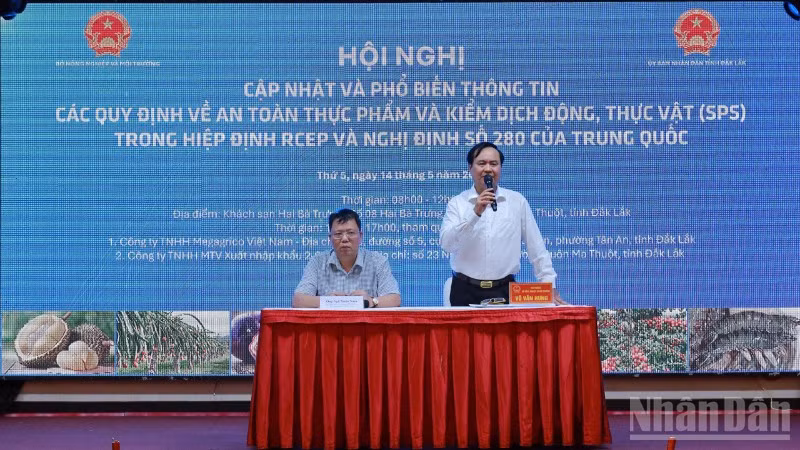 Hội nghị cập nhật các quy định về an toàn thực phẩm và kiểm dịch động, thực vật (SPS) trong Hiệp định Đối tác Kinh tế Toàn diện Khu vực (RCEP) và các yêu cầu mới của thị trường Trung Quốc đối với nông, lâm, thủy sản xuất khẩu.