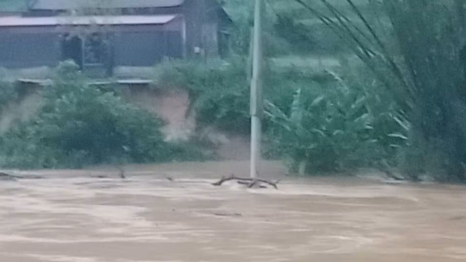 Hình ảnh lũ tại trạm thủy văn Lạng Sơn. (Ảnh: Cục Khí tượng và Thủy văn quốc gia cung cấp)